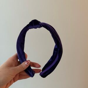 Purple velvet top knot headband adult size